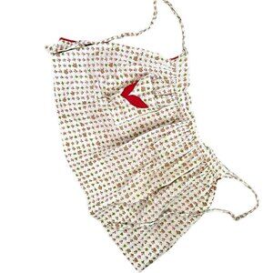 Handmade lightweight reversible red and white apron vintage style cooking pocket